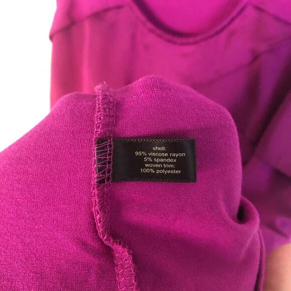 Express Magenta Tiered Satin Ruffle Front Tank Top Work Top Formal Size Small - Picture 6 of 7